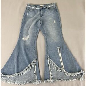For the Republic‎ Wide Leg Ripped End Jeans Sz 8 Retro